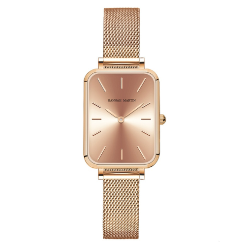 Relógio feminino com mostrador geométrico moderno e mecanismo quartz, pulseira fina dourada