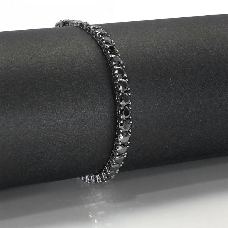 Pulseira masculina ajustável com pedras de zircônia brilhante, ideal para look casual ou elegante