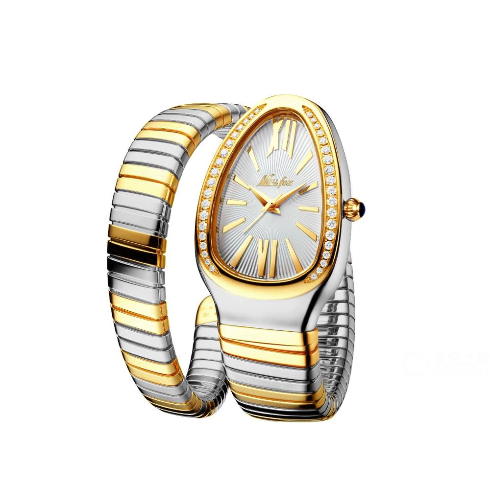Relógio feminino dourado Miss Luxe com detalhes brilhantes e acabamento sofisticado