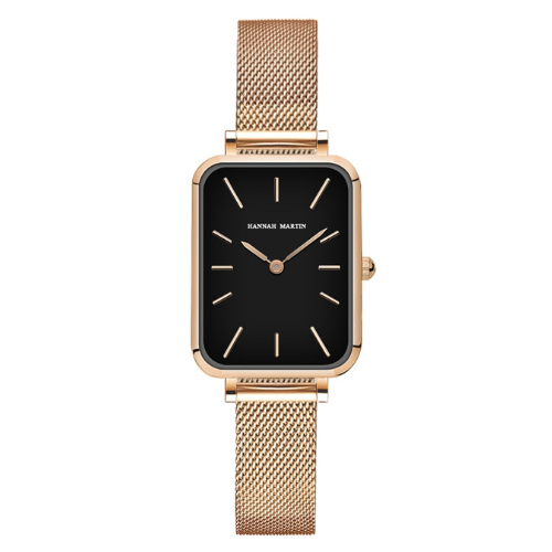 Relógio feminino com mostrador geométrico moderno e mecanismo quartz, pulseira fina dourada
