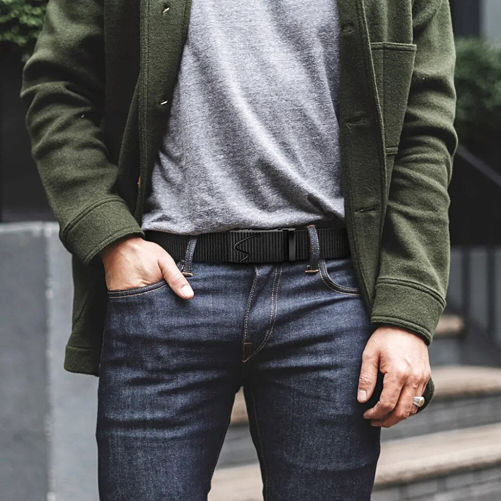 Cinto masculino em nylon reforçado Jandare Urban com fivela metálica, estilo urbano e resistência para o dia a dia