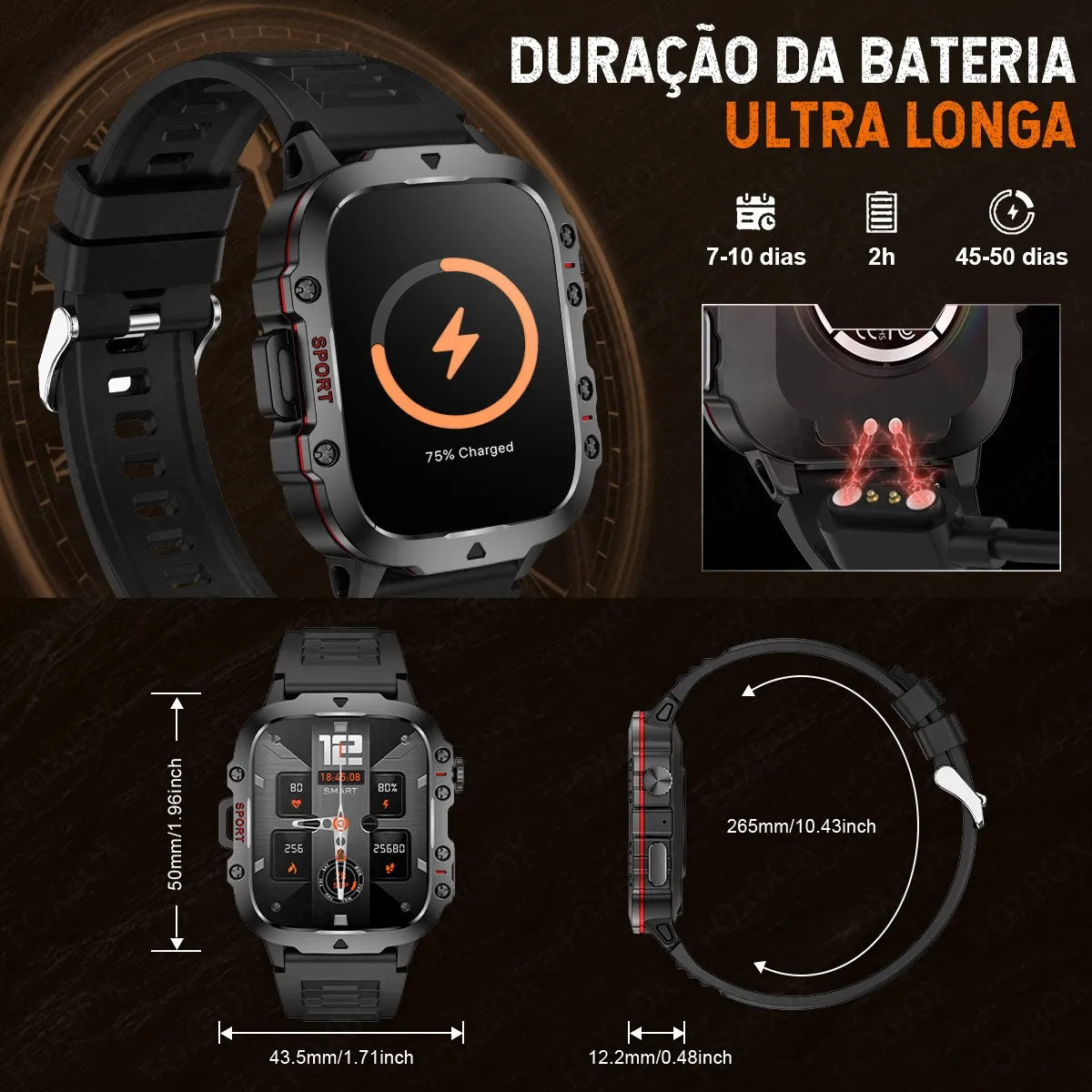 Smartwatch Militar Unissex Profissional