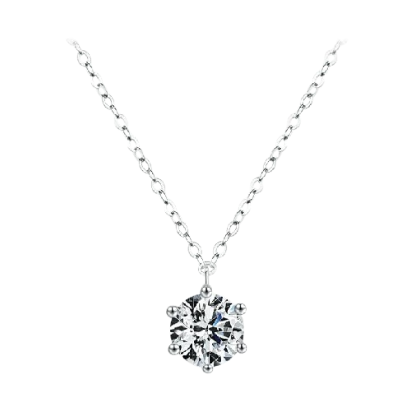 Colar feminino com pingente cravejado em prata com ponto de luz central