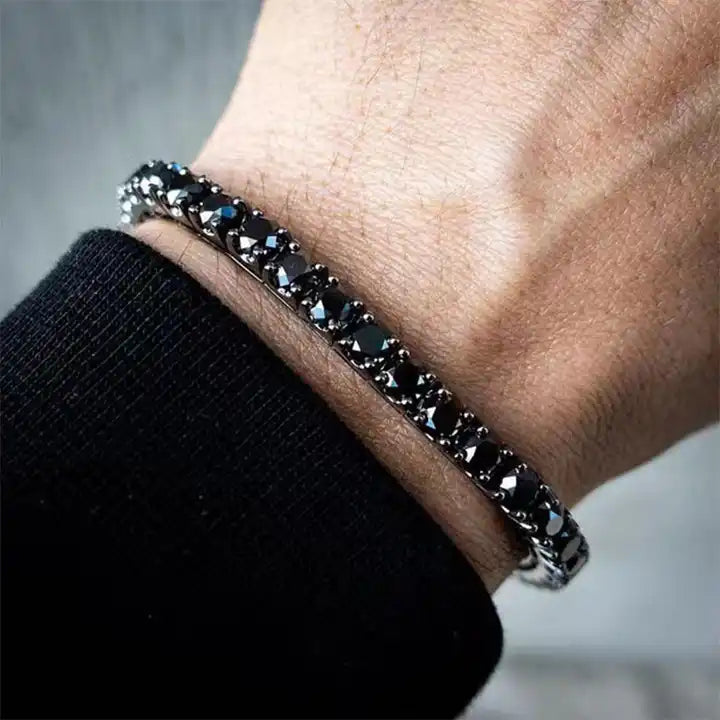 Pulseira masculina ajustável com pedras de zircônia brilhante, ideal para look casual ou elegante