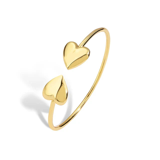 Pulseira feminina com pingente de coração banhado a ouro 18K, presente romântico com design elegante