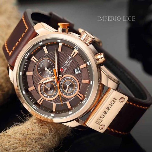 Relógio masculino premium Imperio LIGE Amsterda com detalhes em dourado e mostrador refinado. Joia de pulso que traduz elegância e bom gosto.