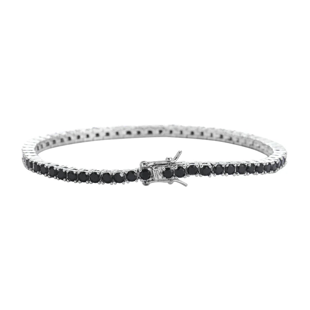 Pulseira masculina ajustável com pedras de zircônia brilhante, ideal para look casual ou elegante