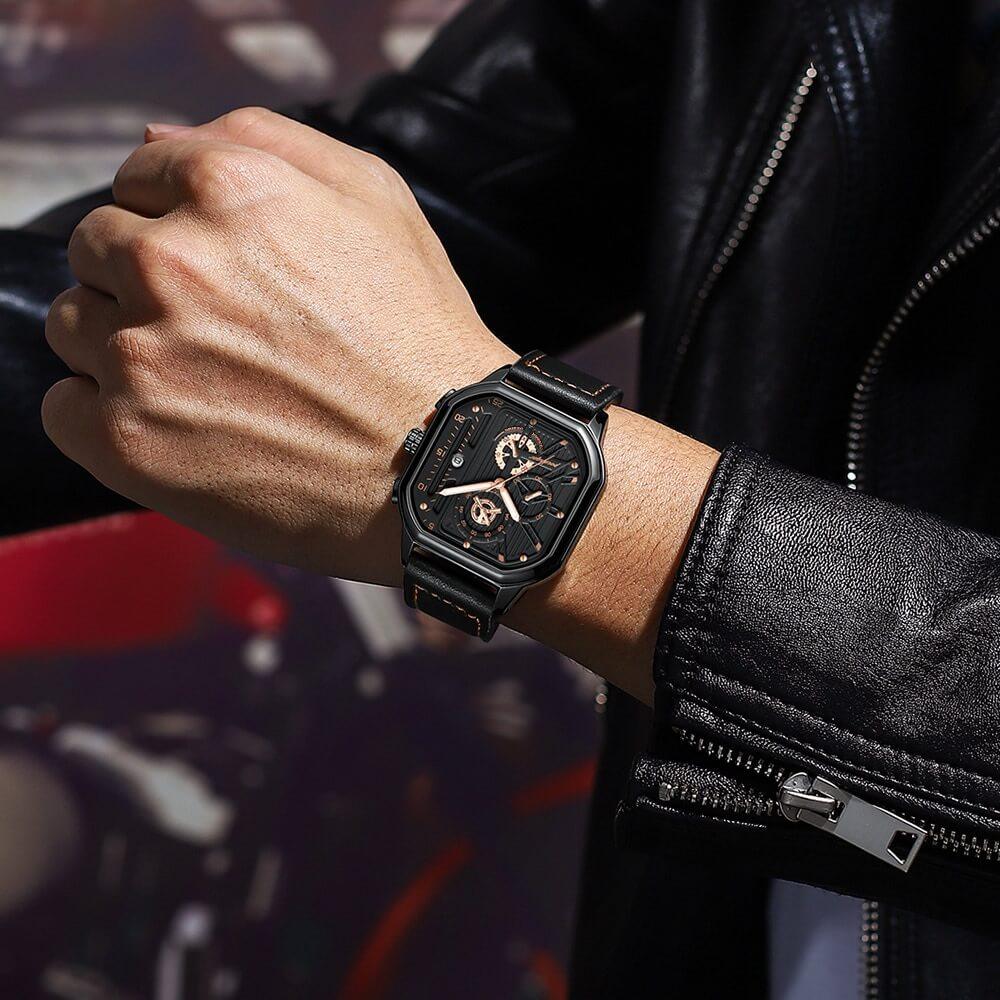Relógio de pulso Imperio LIGE Bremen com pulseira de couro, mostrador analógico e design exclusivo. Sofisticação e durabilidade para o dia a dia.