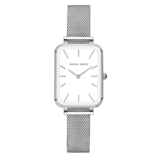 Relógio feminino com mostrador geométrico moderno e mecanismo quartz, pulseira fina dourada