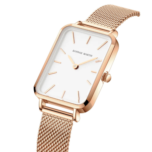 Relógio feminino com mostrador geométrico moderno e mecanismo quartz, pulseira fina dourada