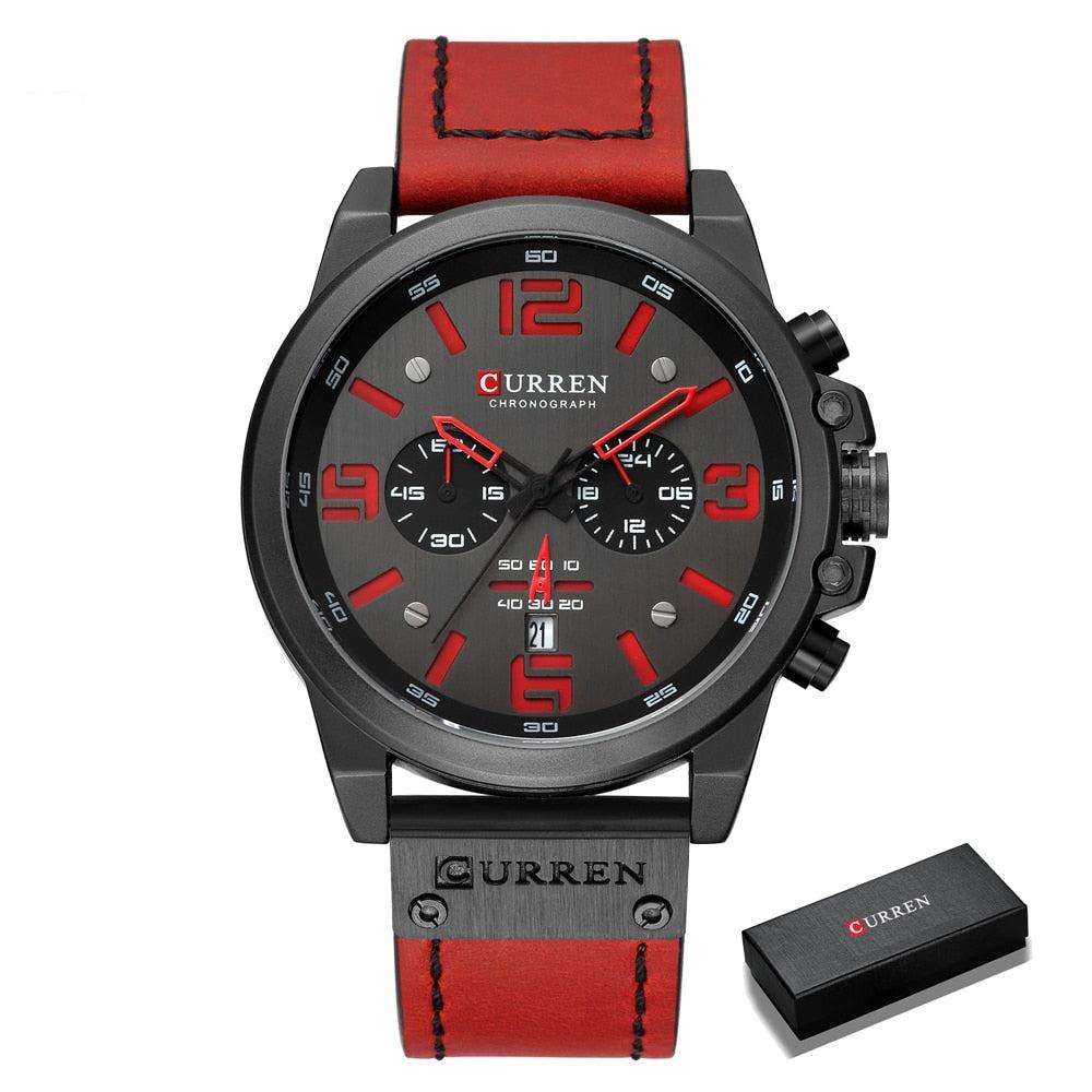Relógio masculino premium com design robusto, pulseira esportiva e mostrador com cronógrafo