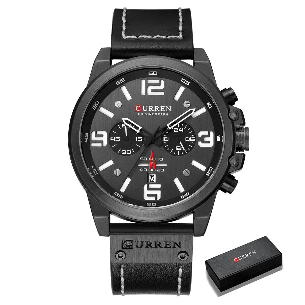 Relógio masculino premium com design robusto, pulseira esportiva e mostrador com cronógrafo