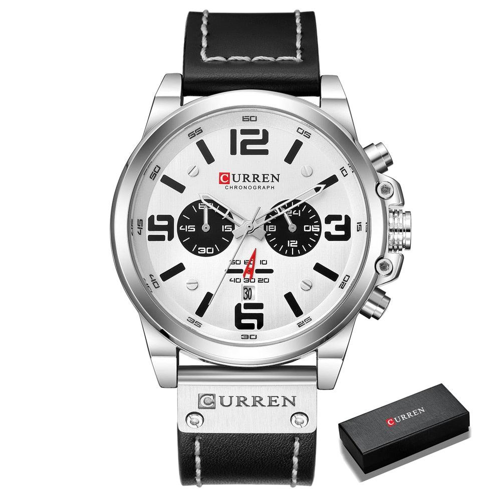 Relógio masculino premium com design robusto, pulseira esportiva e mostrador com cronógrafo