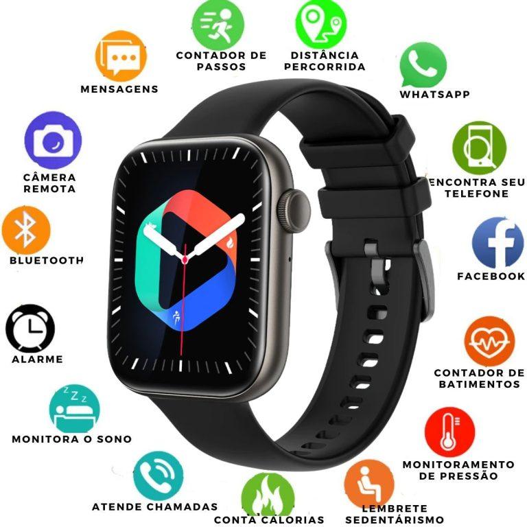 Smartwatch Imperio LIGE Istambul P45 com sensores de saúde, funções fitness e pulseira esportiva. Ideal para quem busca desempenho com estilo.