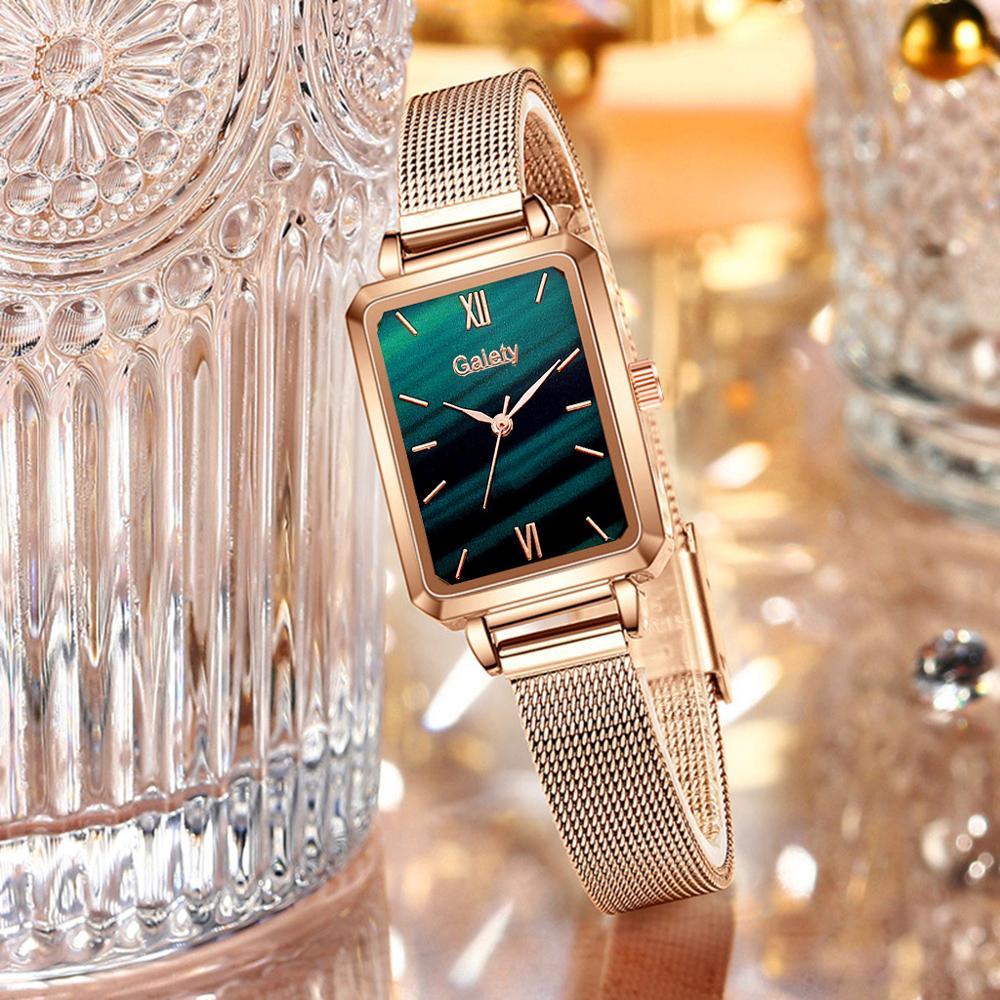 Relógio feminino original Imperio LIGE Veneza com detalhe em malaquita verde. Design arrojado e exclusivo para quem busca elegância incomum