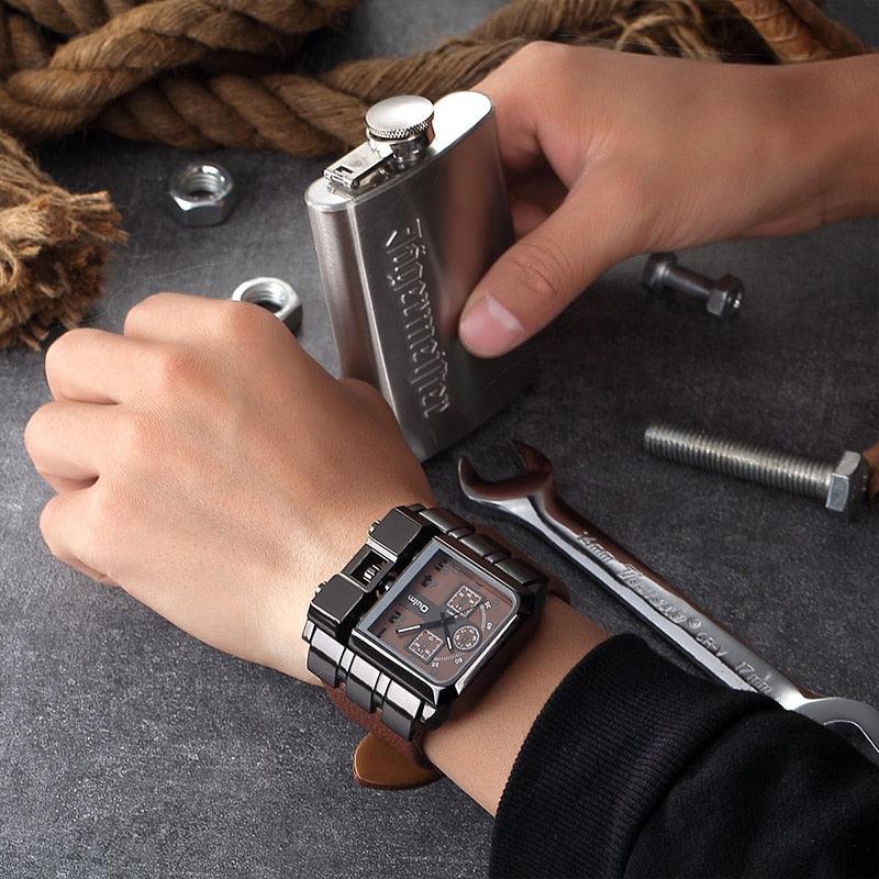 Relógio masculino Imperio LIGE Miami com pulseira em couro e mostrador clássico. Acessório ideal para looks casuais ou sociais com toque urbano.