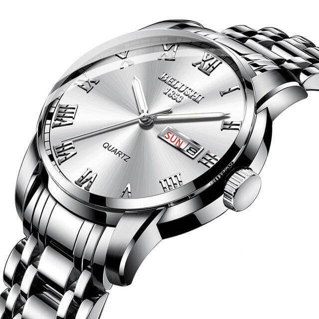 Relógio masculino Imperio LIGE Marseille com mostrador refinado e pulseira dourada. Um acessório luxuoso que combina com trajes formais e sociais.