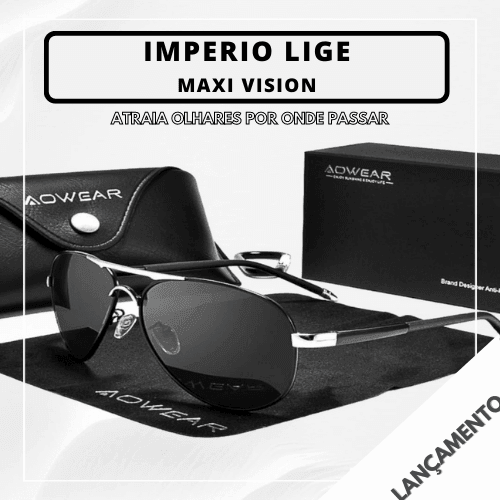 Óculos de sol masculino original Imperio LIGE Maxi Vision com armação resistente e lentes escuras. Ideal para proteção UV com visual moderno e marcante.