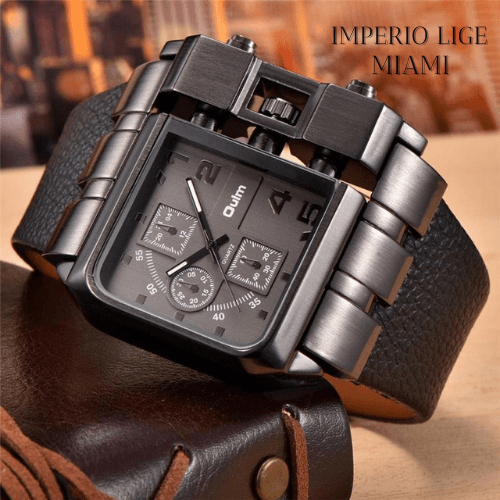 Relógio masculino Imperio LIGE Miami com pulseira em couro e mostrador clássico. Acessório ideal para looks casuais ou sociais com toque urbano.