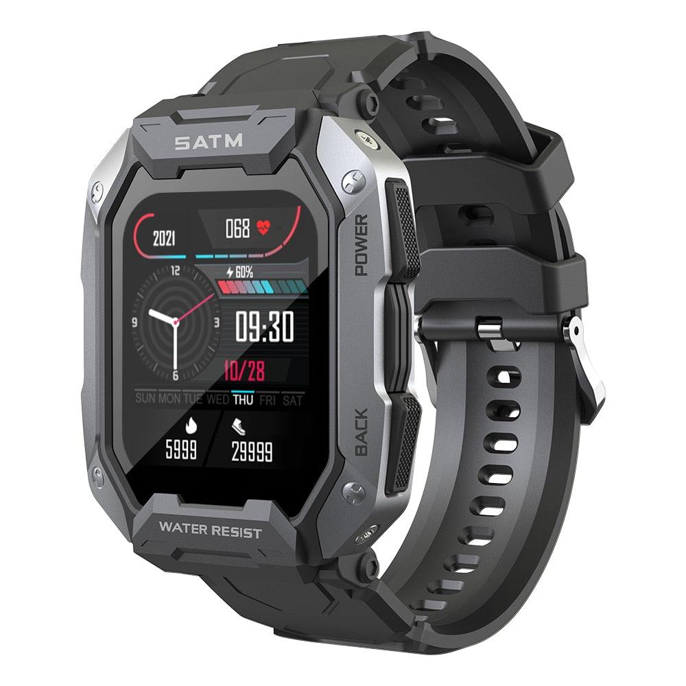 Smartwatch preto Imperio LIGE Zagreb com funções fitness, chamadas e notificações. Tecnologia inteligente com visual esportivo e moderno.