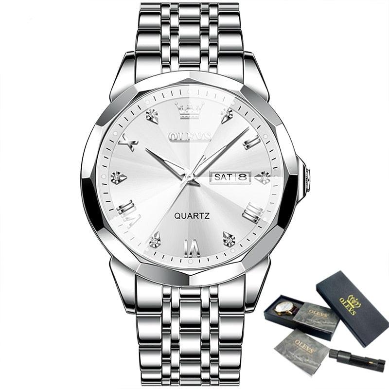Relógio masculino de luxo Imperio LIGE Diamond com acabamento dourado e pedras decorativas. Modelo impactante para eventos e ocasiões especiais.