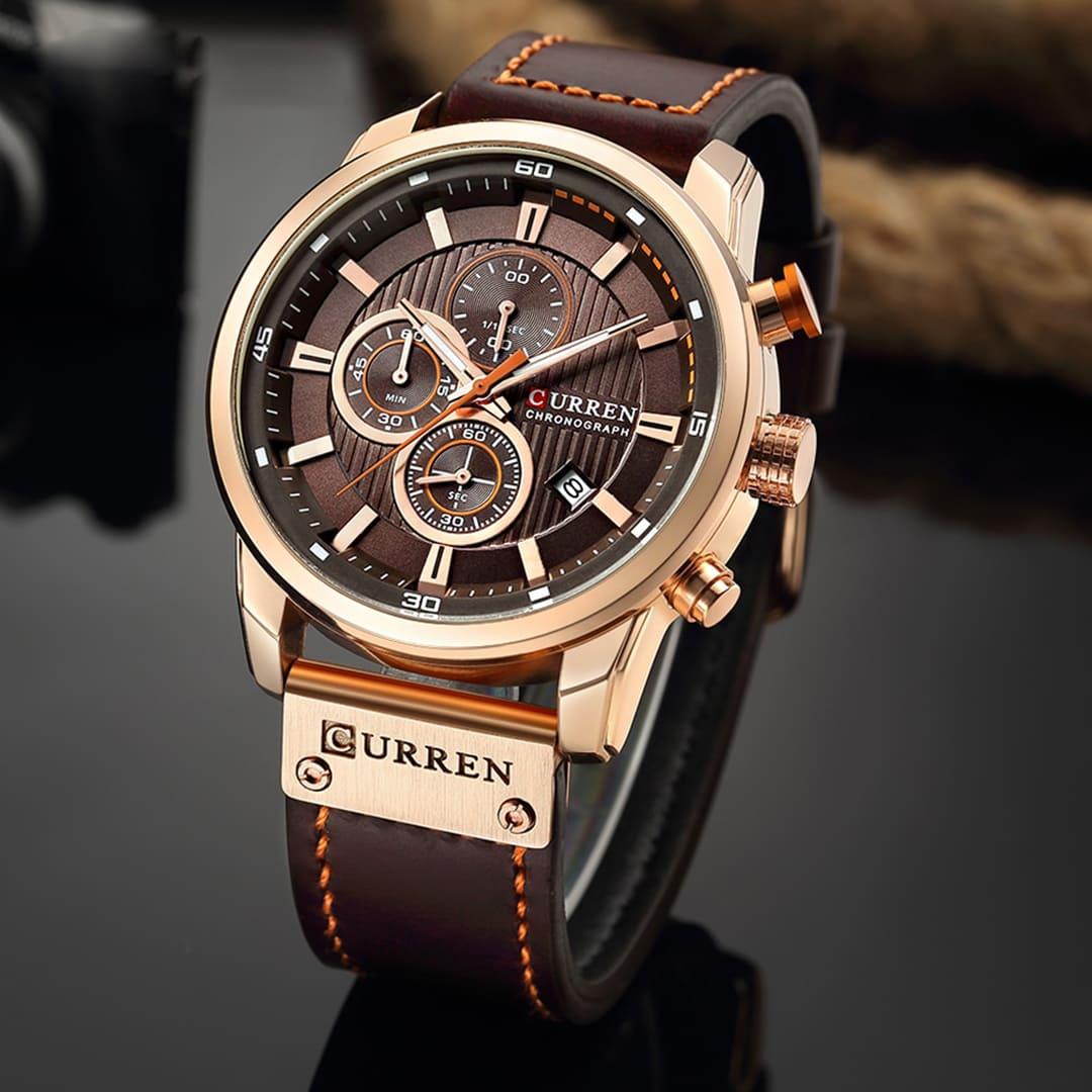 Relógio masculino premium Imperio LIGE Amsterda com detalhes em dourado e mostrador refinado. Joia de pulso que traduz elegância e bom gosto.
