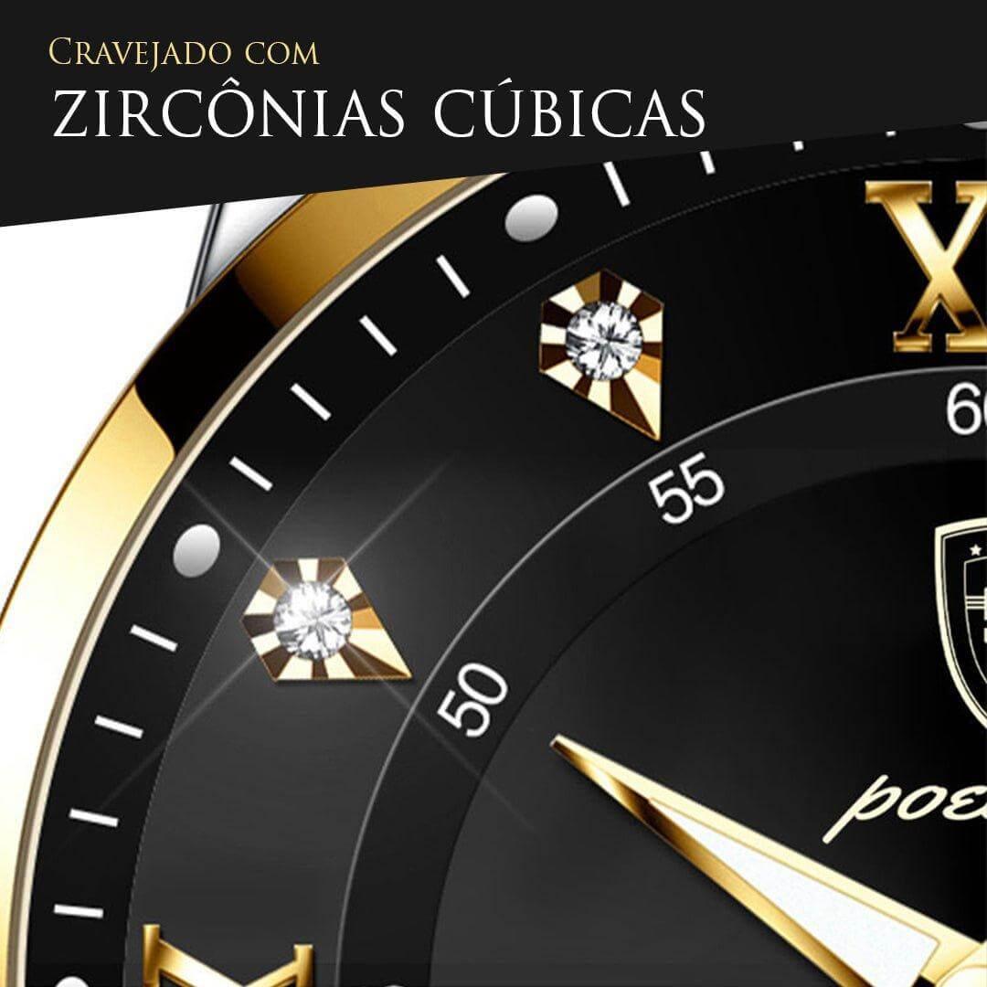 Relógio de luxo cravejado com pedras brilhantes modelo Algarve da Imperio LIGE. Uma joia no pulso para quem busca glamour e exclusividade.