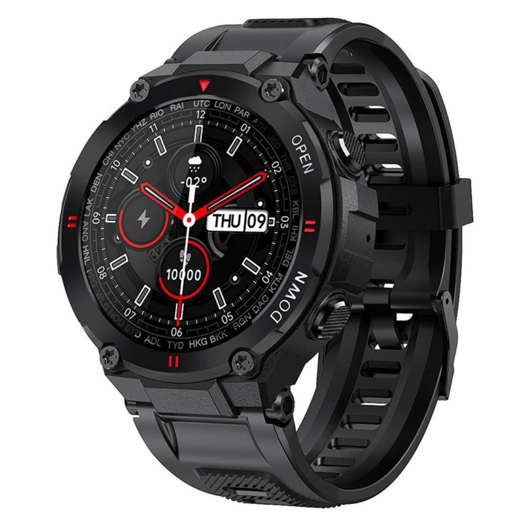 Smartwatch azul escuro Imperio LIGE Varsóvia com design imponente e múltiplas funções inteligentes. Ideal para homens exigentes e conectados.